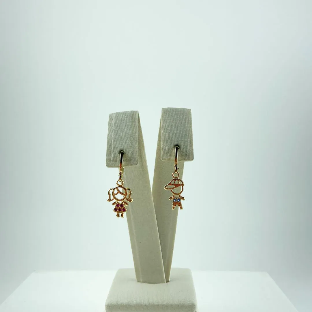 Brinco Casal com Zircônias Folheado a Ouro 18k