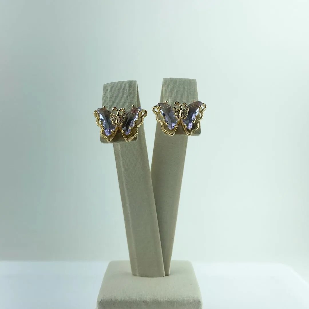 Brinco Design Borboleta Folheado a Ouro 18k