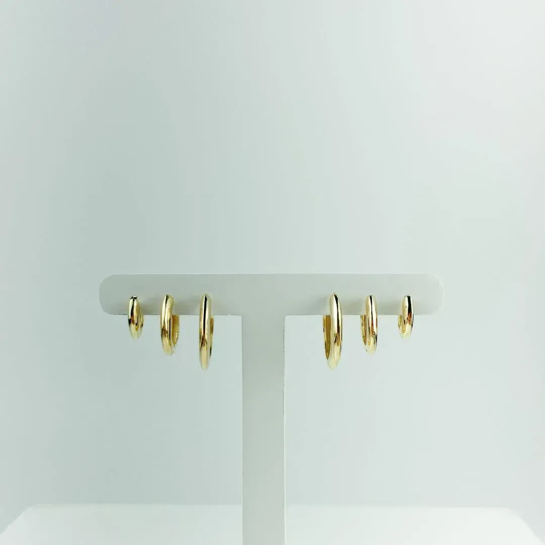 Brinco Trio de Argolas Lisas Folheado a Ouro 18k
