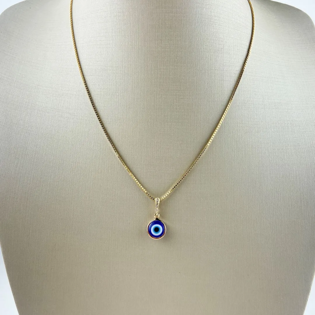 Colar Veneziana com Pingente Olho Grego Folheada a Ouro 18k
