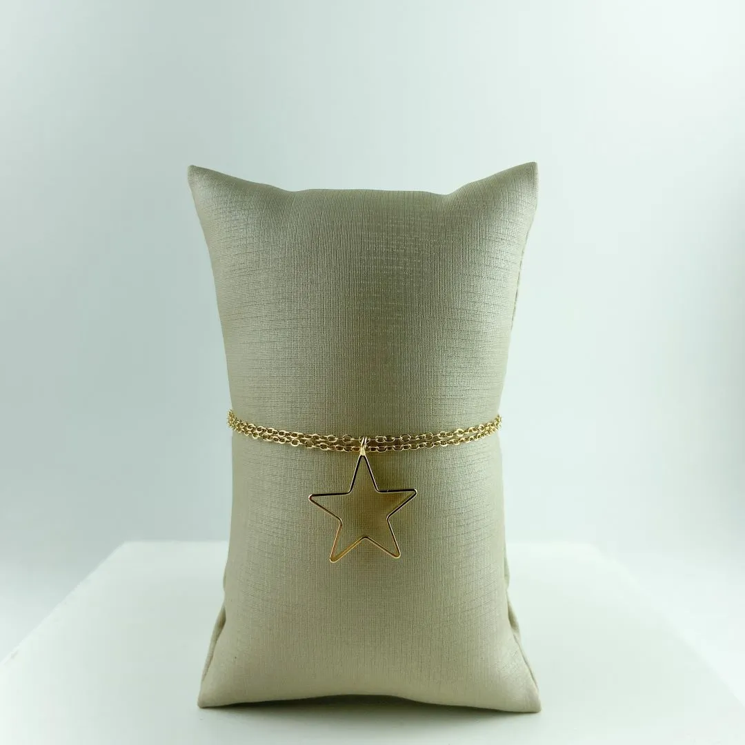 Pulseira Dupla com Pingente Estrela Folheado a Ouro 18k