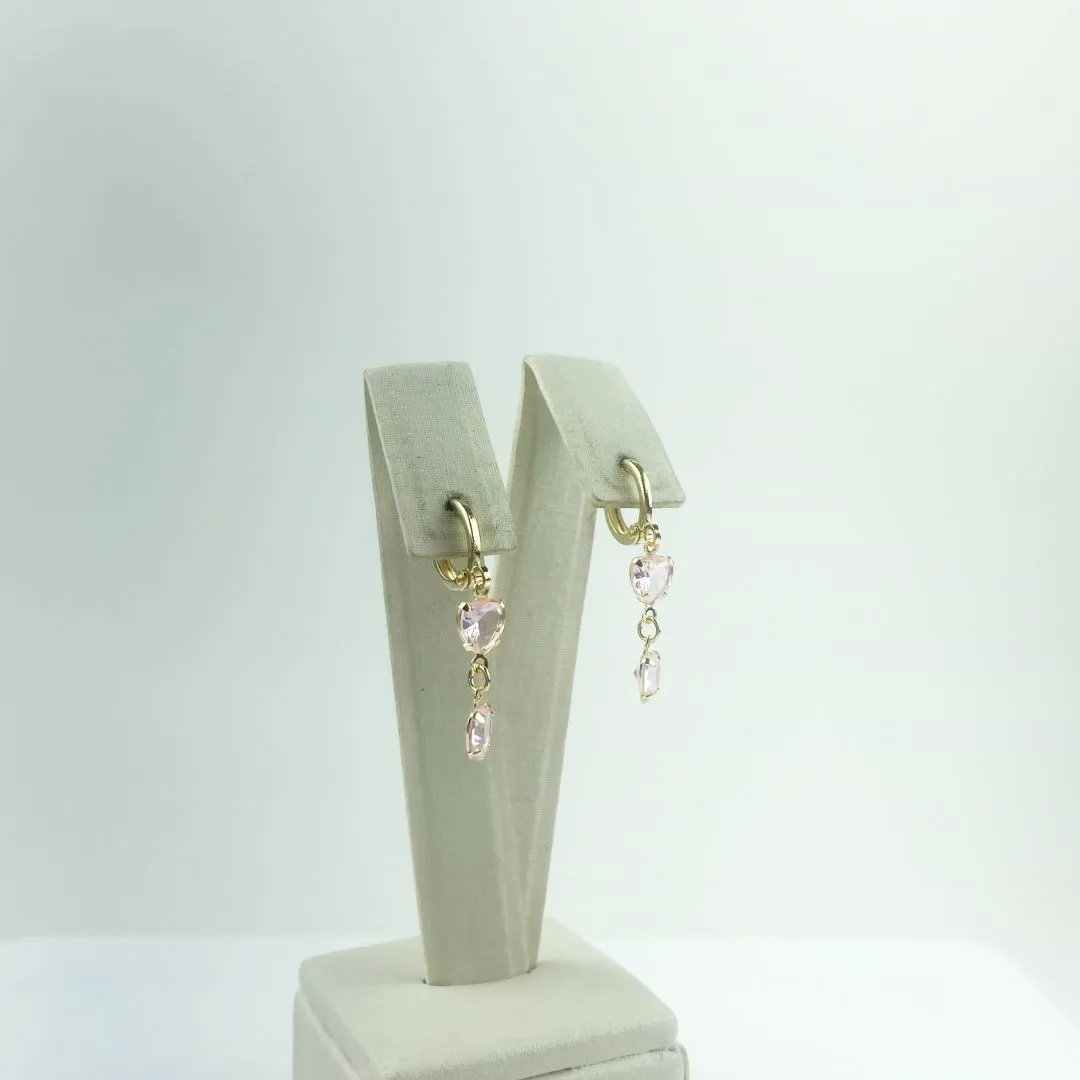 Brinco Argolinha Corações com Zircônia Folheado a Ouro 18k