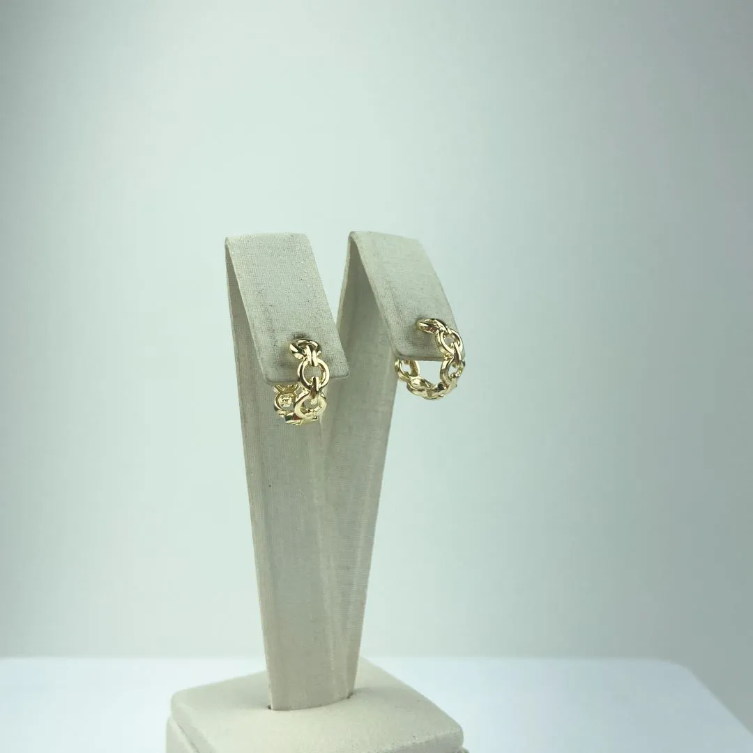 Brinco Argolinha Design Corrente Folheado a Ouro 18k