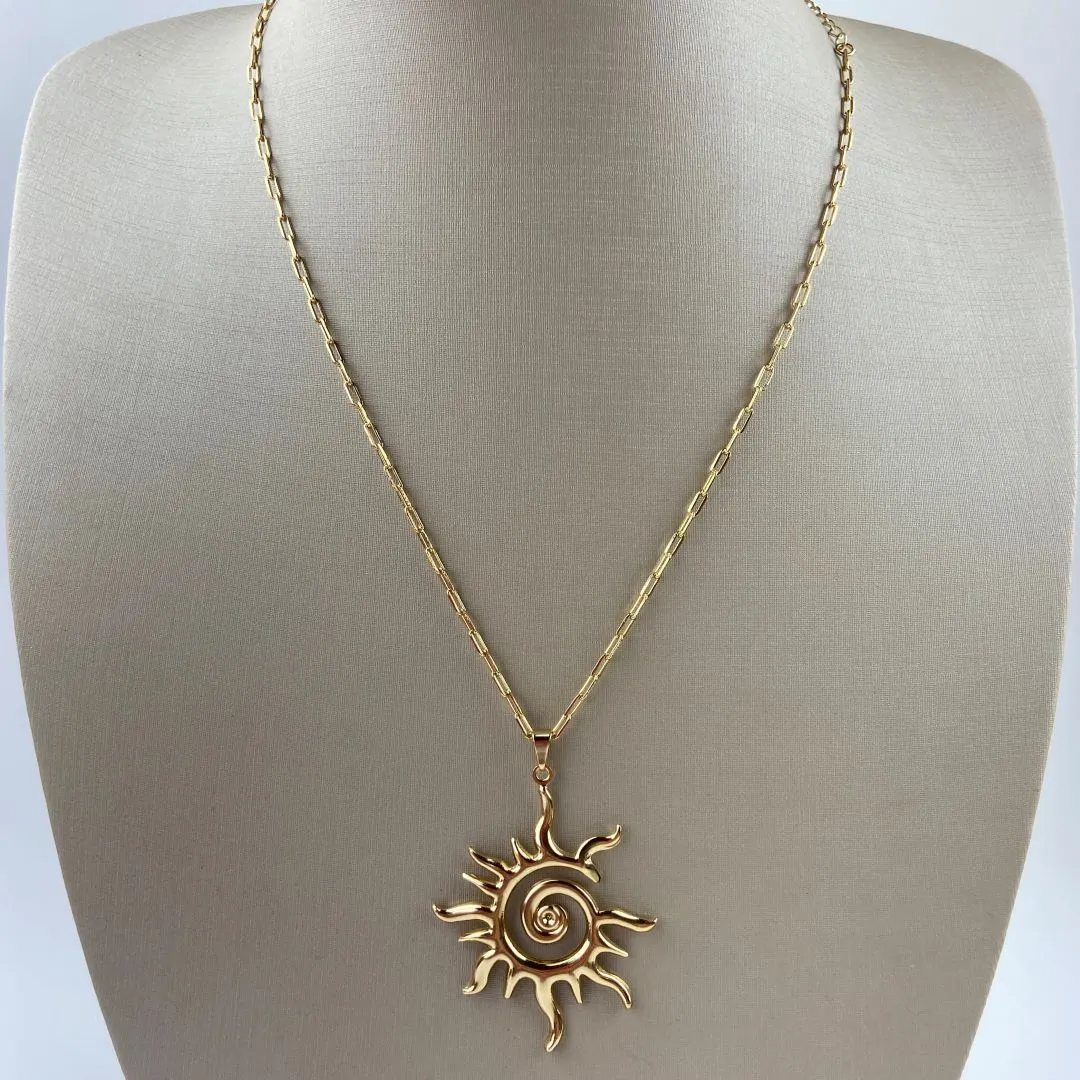 Colar Cartier com Pingente de Sol Folheada a Ouro 18k