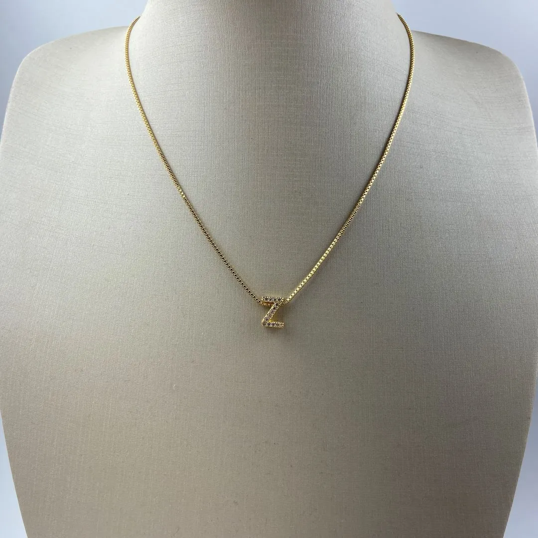 Colar Veneziana com Pingente de Letra Cravejada de Zircônias Folheado a Ouro 18k