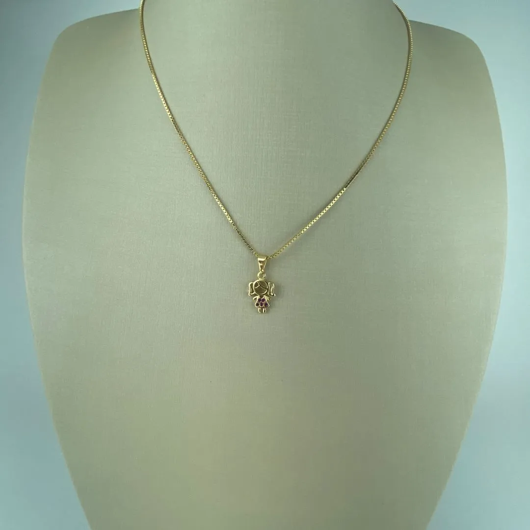 Colar Veneziana com Pingente Menina Folheado a Ouro 18k