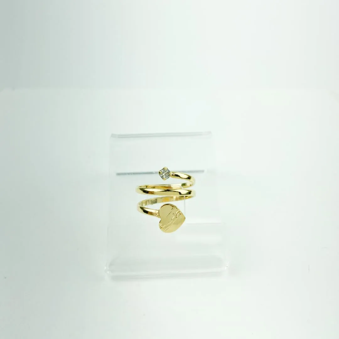 Anel Falange com Coração e Zircônia Folheado a Ouro 18k