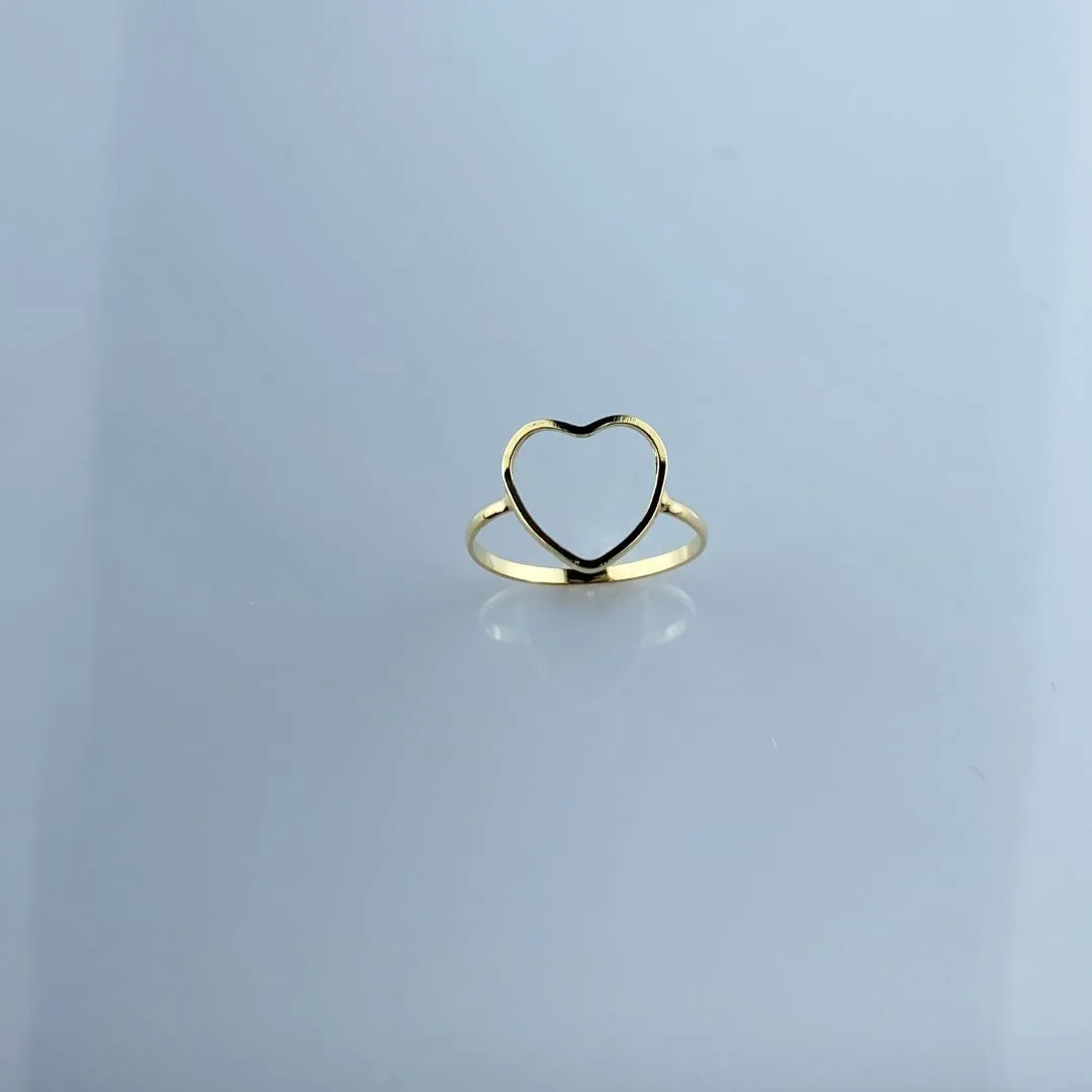 Anel Design de Coração Vazado Folheado a Ouro 18k