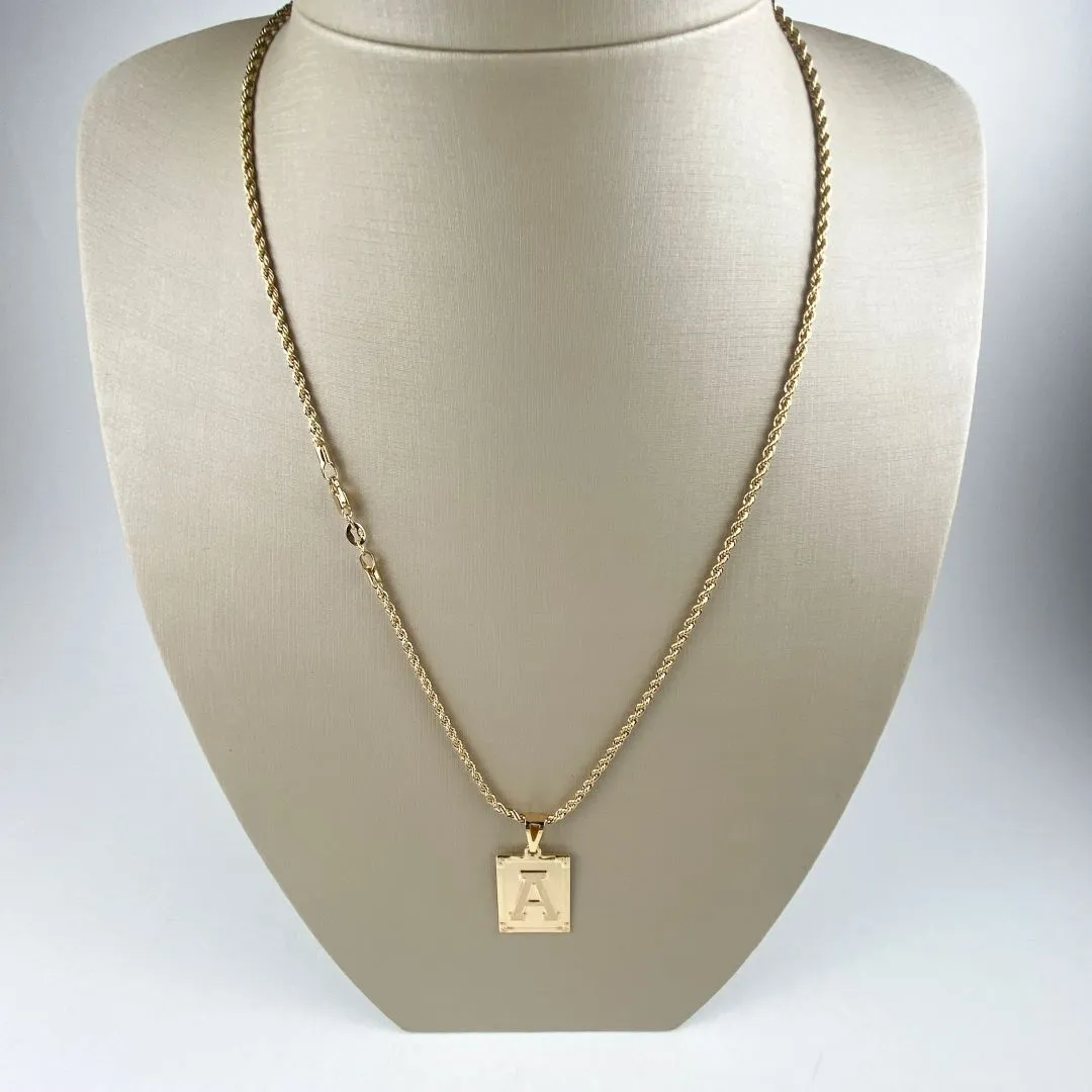 Colar Cordão Baiano com Pingente Letra A Folheado a Ouro 18k