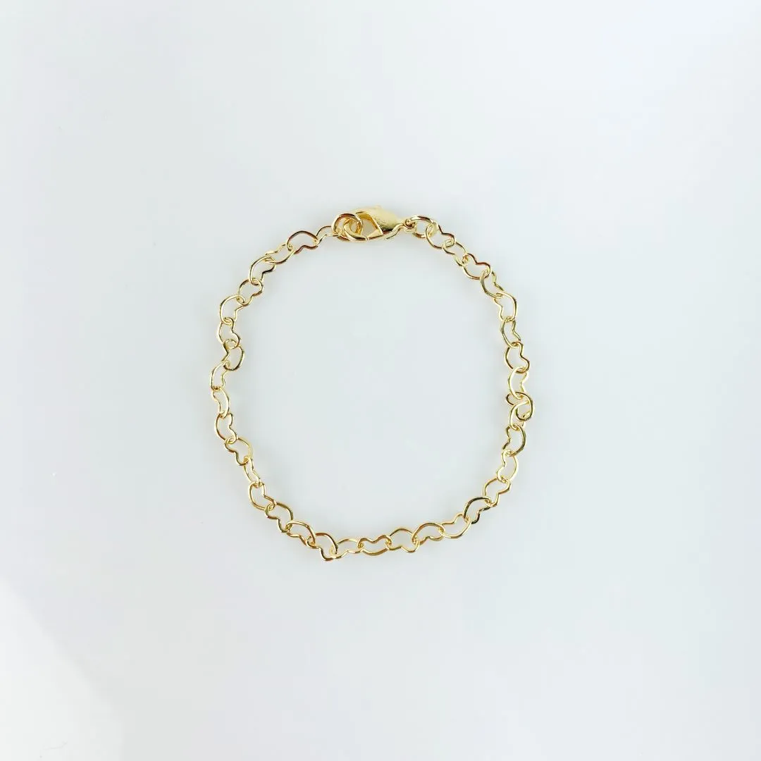 Pulseira Infantil Elos de Coração Folheado a Ouro 18k