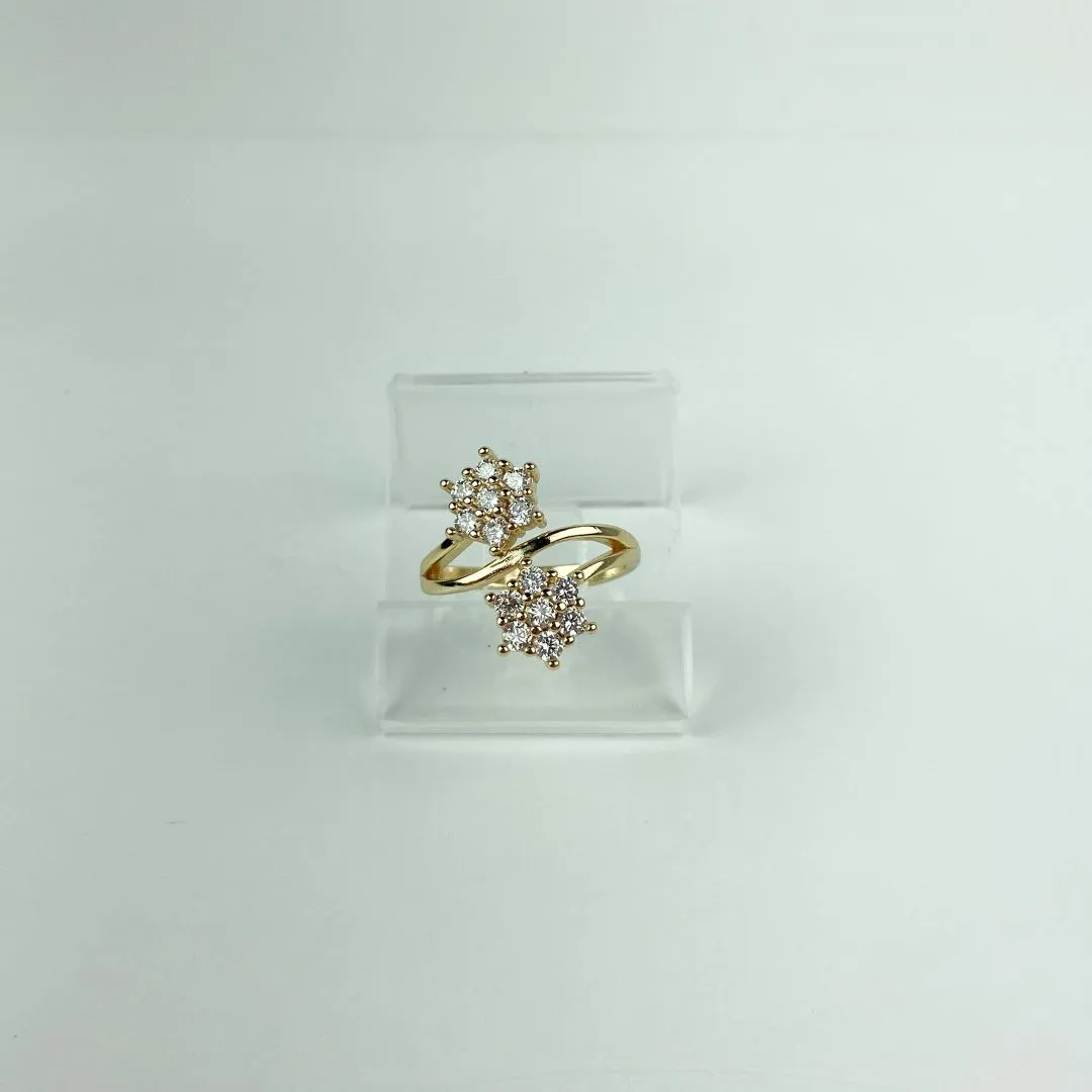 Anel Flocos de Neve em Zircônias Folheado a Ouro 18k