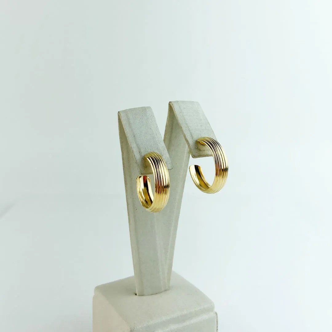 Brinco Argola com Frisos Folheado a Ouro 18k
