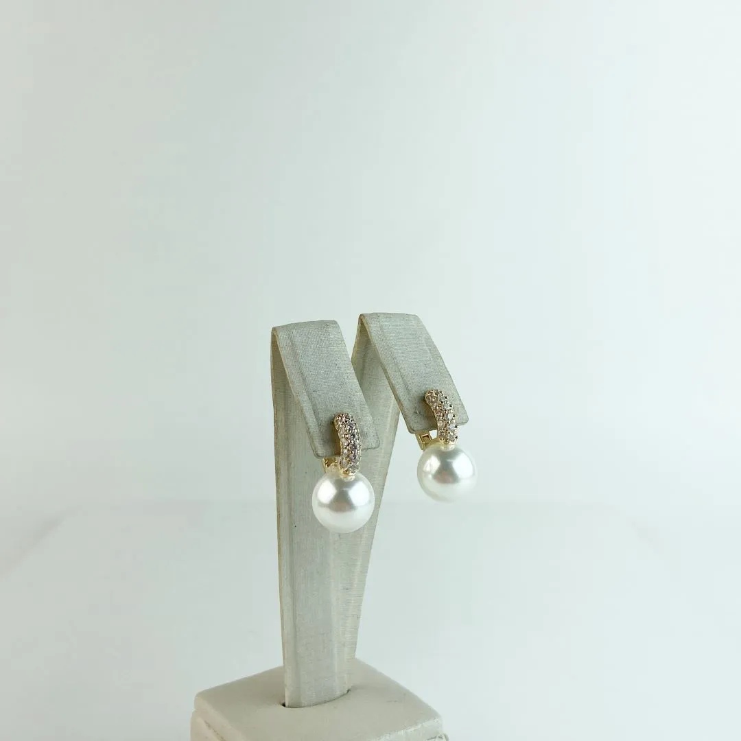 Brinco Argola de Pérolas em Zircônia Folheado a Ouro 18k