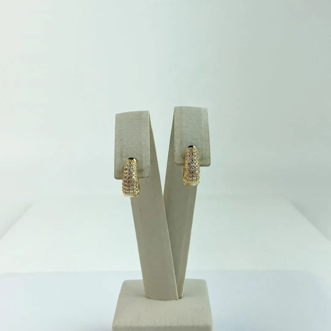 Brinco Gota Cravejado em Zircônias Folheado a Ouro 18 K