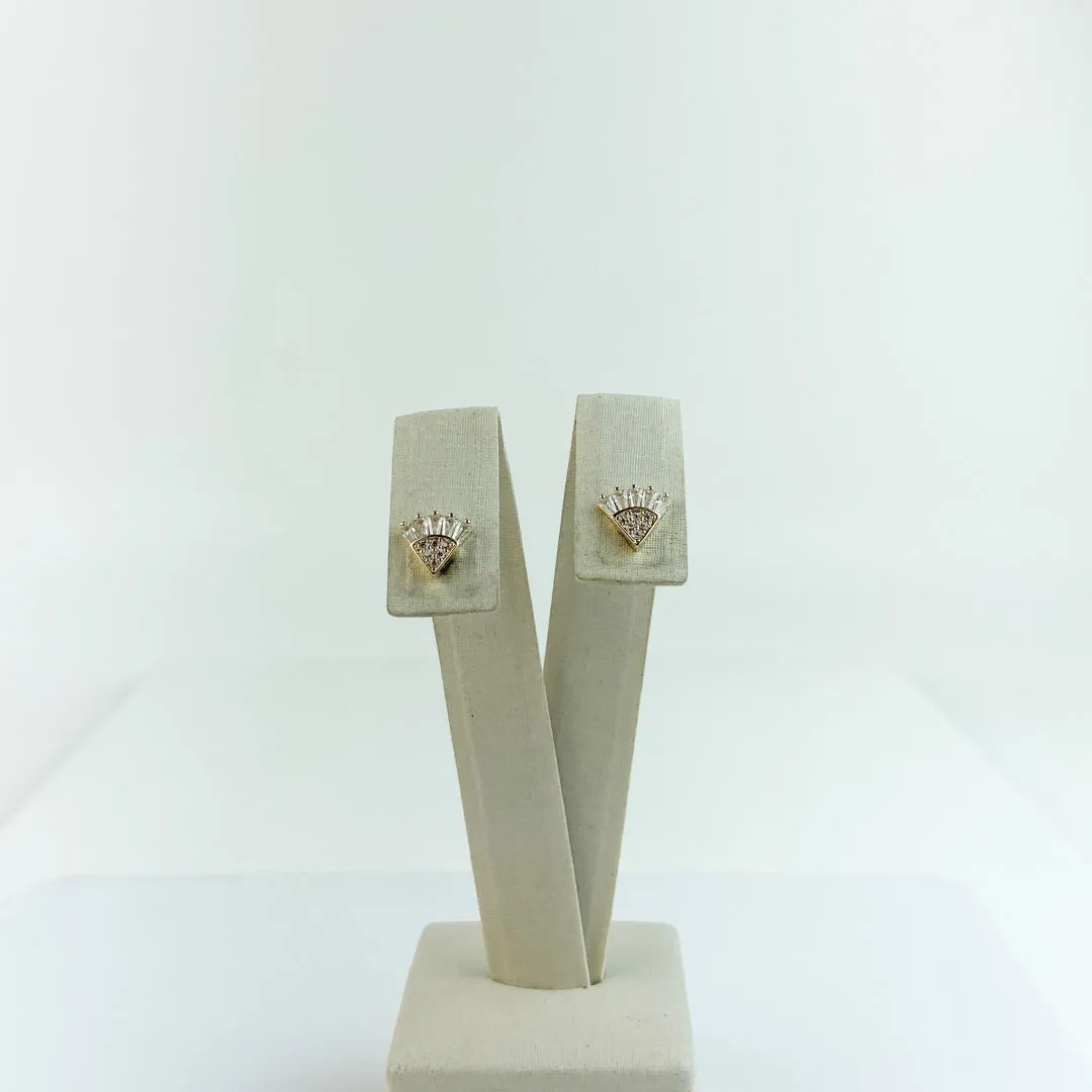 Brinco Leque em Zircônias Folheado a Ouro 18 K