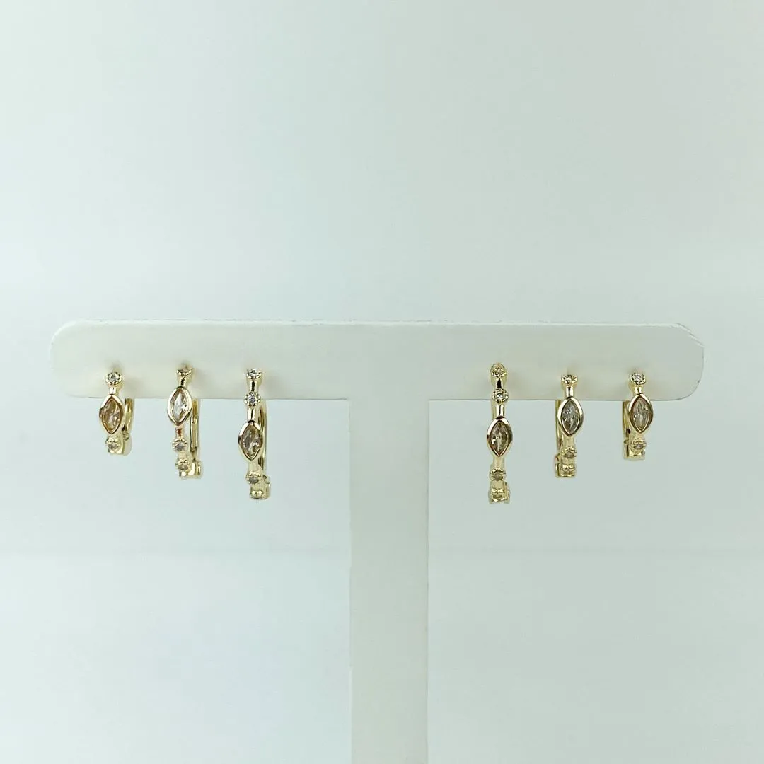 Brinco Trio de Argolas em Zircônia Folheado a Ouro 18k