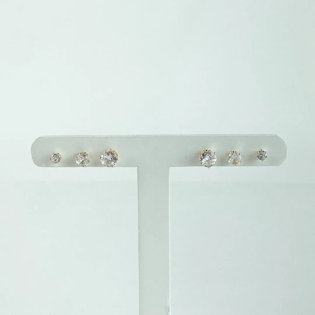 Brinco Trio Ponto de Luz Folheado a Ouro 18k