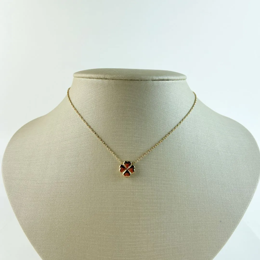 Choker Com Pingente Trevo Duplo Folheado a Ouro 18k