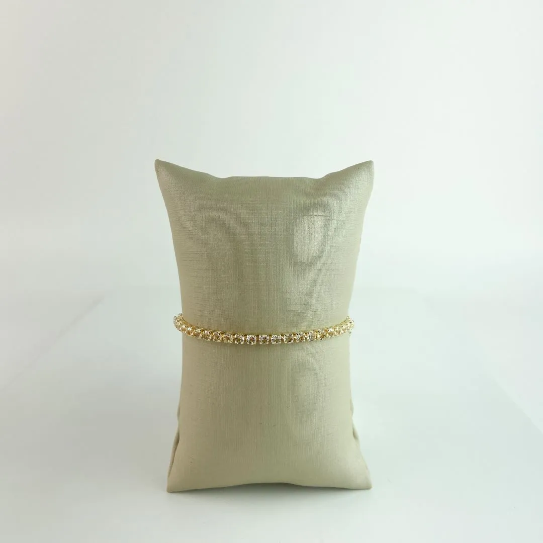 Pulseira Riviera Ajustável Cristal Folheado a Ouro 18k