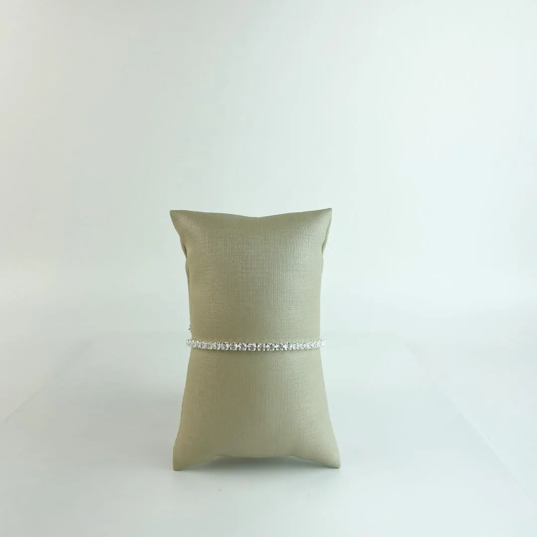Pulseira Veneziana Ajustável Riviera em Pedra Cristal Folheado em Prata