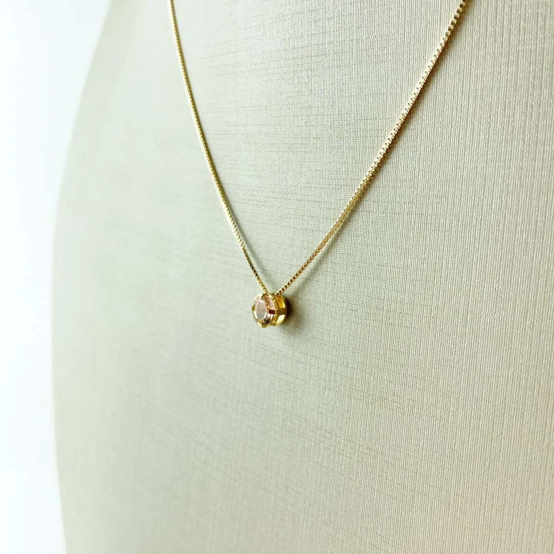 Colar Veneziana com Pingente Ponto de Luz Rosê Folheado a Ouro 18k