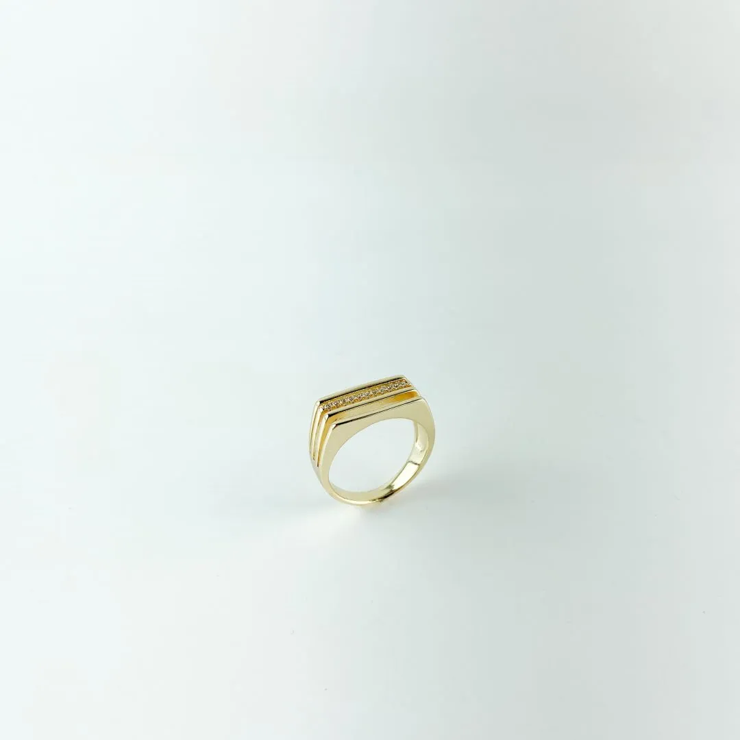 Anel Chapinha Filetado em Microzircônia Folheado a Ouro 18k