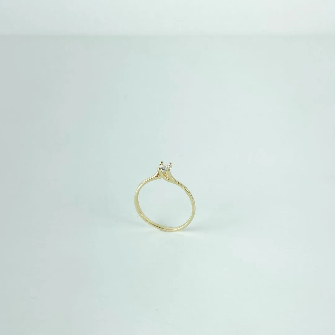 Anel Solitário Folheado a Ouro 18k