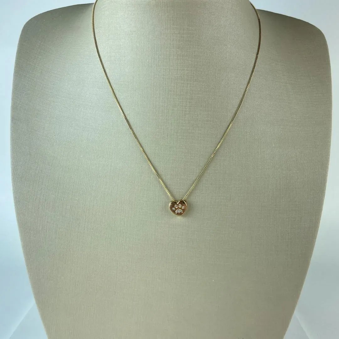 Colar Veneziana com Pingente Coração Pet em Zircônia Folheado a Ouro 18k