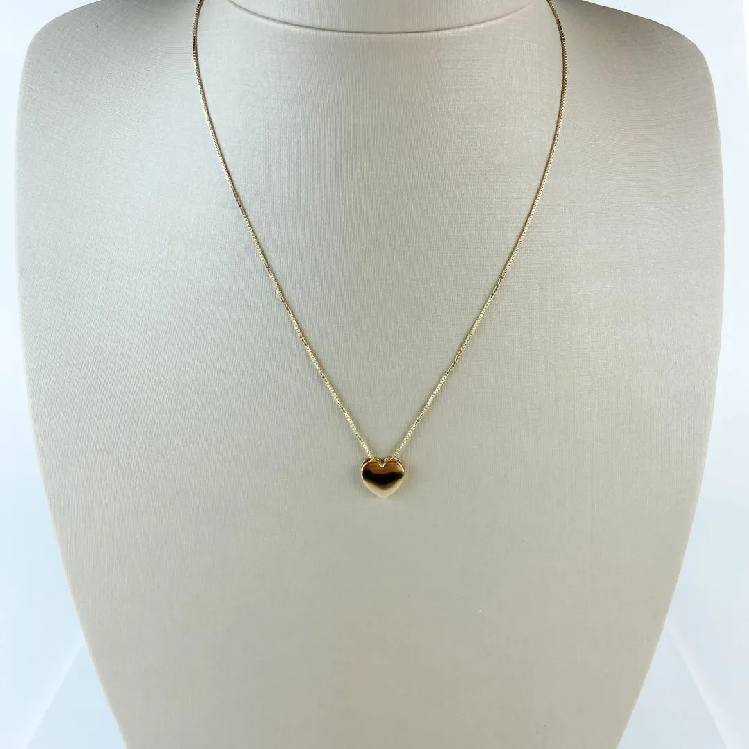 Colar Veneziana com Pingente de Coração Folheado a Ouro 18k