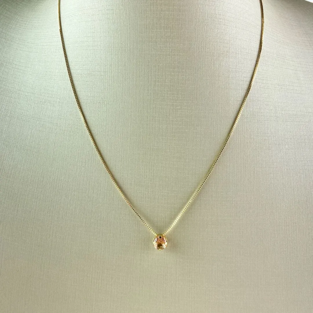 Colar Veneziana com Pingente Ponto de Luz Rosê Folheado a Ouro 18k
