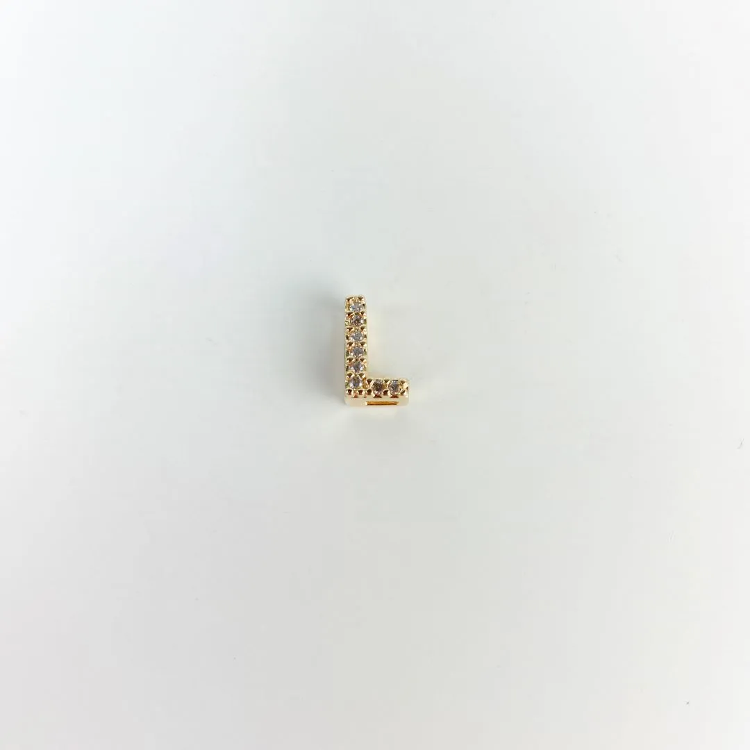 Pingente de Letra L Cravejada de Zircônias Folheado a Ouro 18k