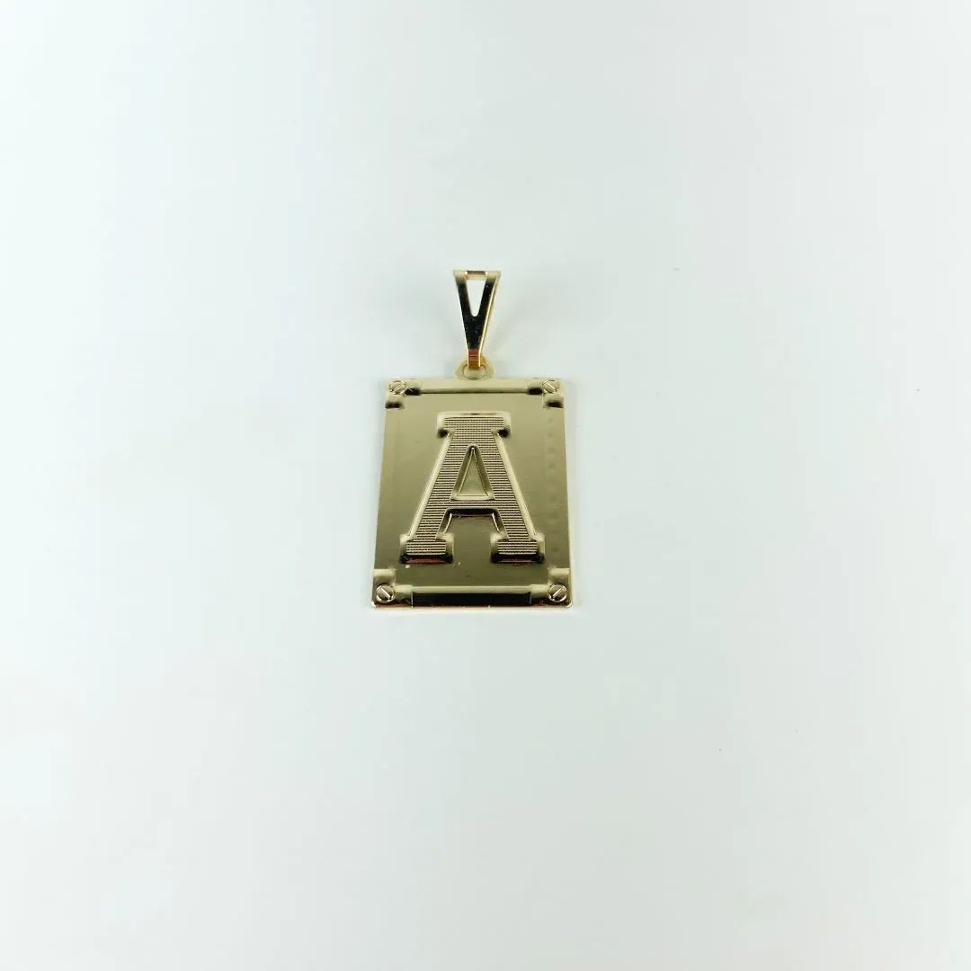 Pingente Placa Letra A Folheado a Ouro 18k
