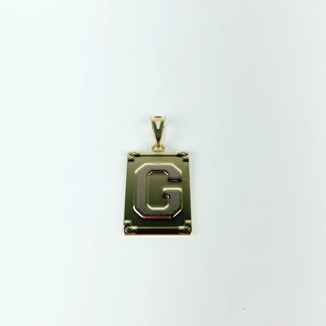 Pingente Placa Letra G Folheado a Ouro 18k