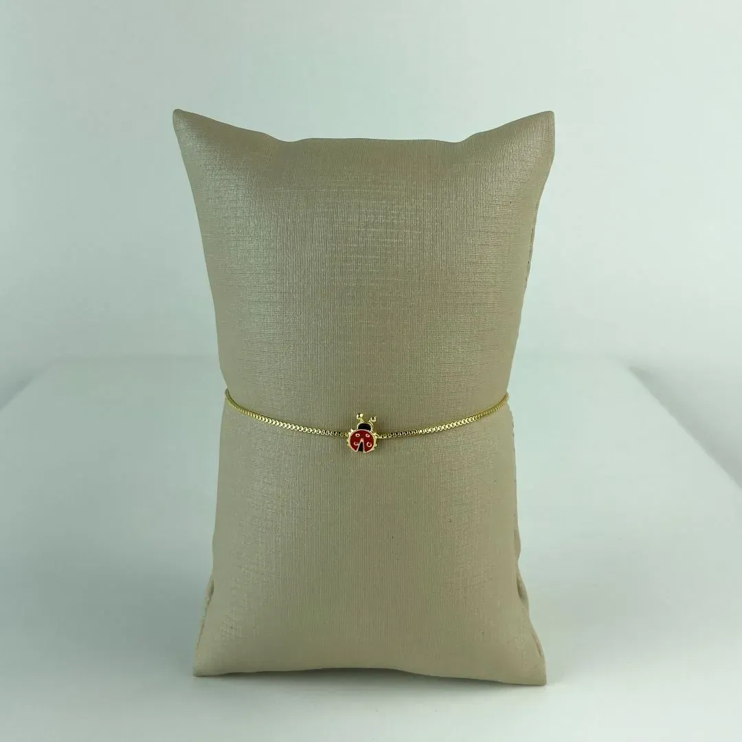 Pulseira Infantil Joaninha Folheado a Ouro 18k