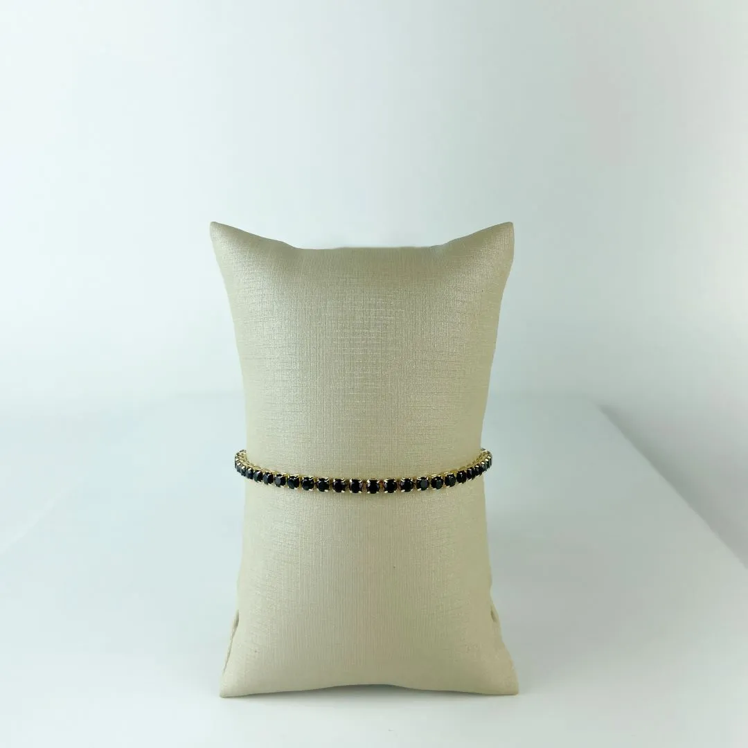 Pulseira Riviera em Zircônias Negra Folheado a Ouro 18k