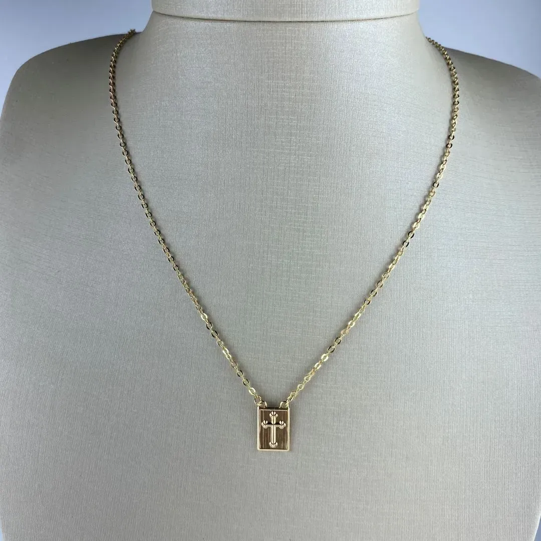 Escapulário Masculino com Cruz Folheado a Ouro 18k