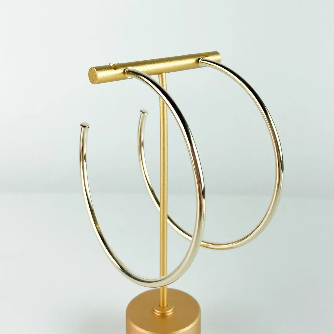 Brinco Argola Tubo Liso Folheado a Ouro 18K