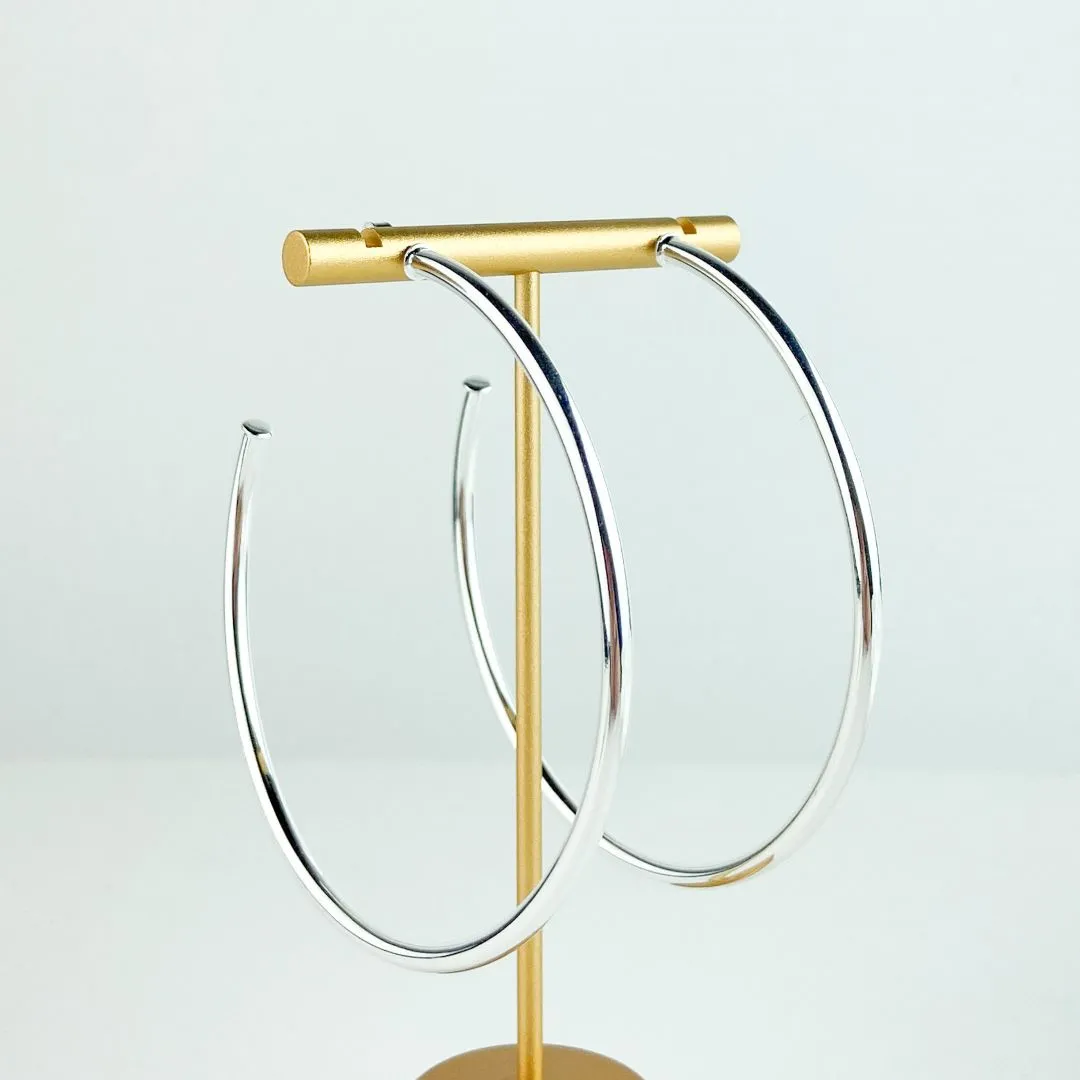 Brinco Argola Tubo Liso Folheado a Ouro 18K