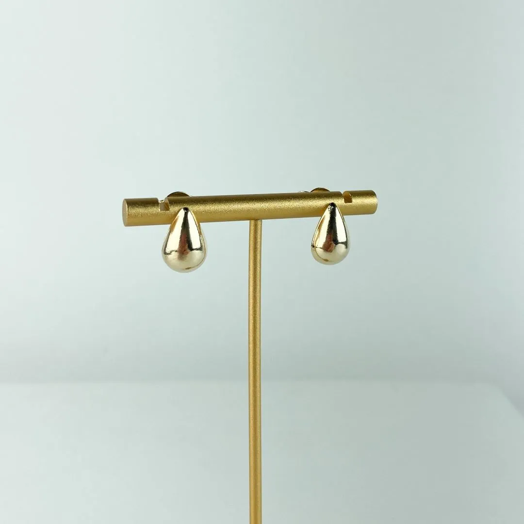 Brinco Gota Lisa Folheado a Ouro 18 K