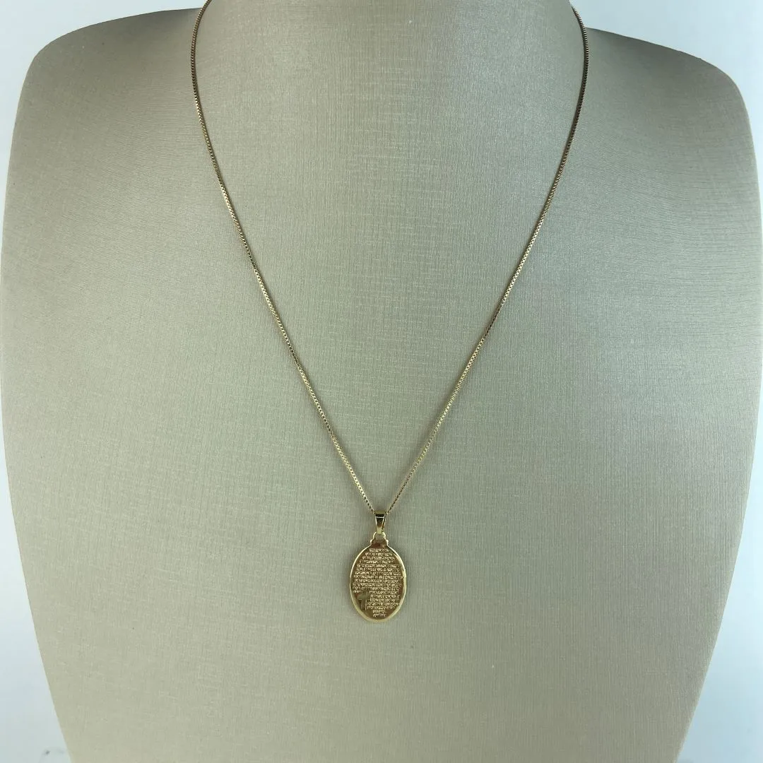 Colar Veneziana com Pingente Pai Nosso com Crucifixo Vazado Folheado a Ouro 18k