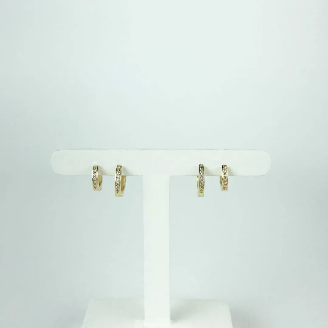 Brinco Duo de Argolas Cravejado em Zircônia Folheado a Ouro 18k