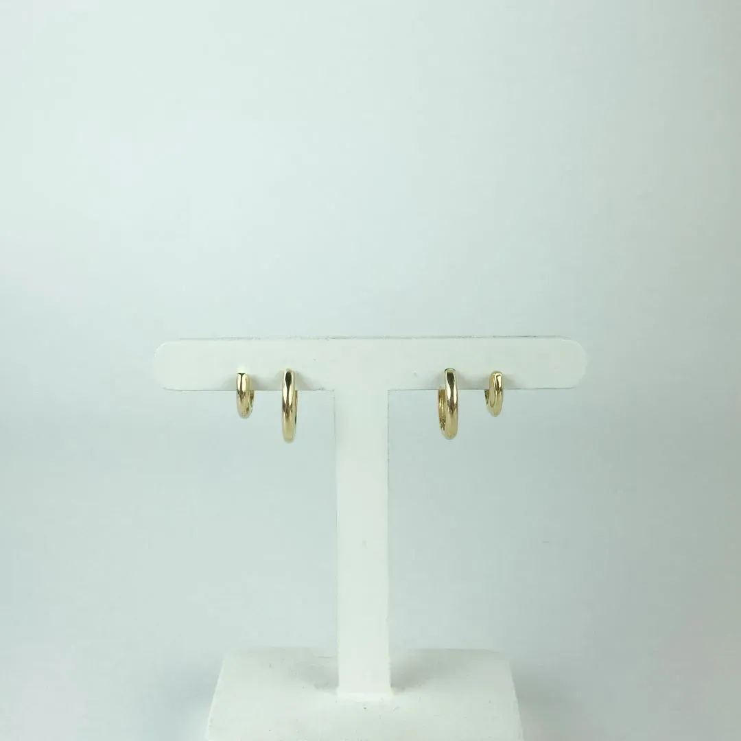 Brinco Duo de Argolas Lisas Folheado a Ouro 18k