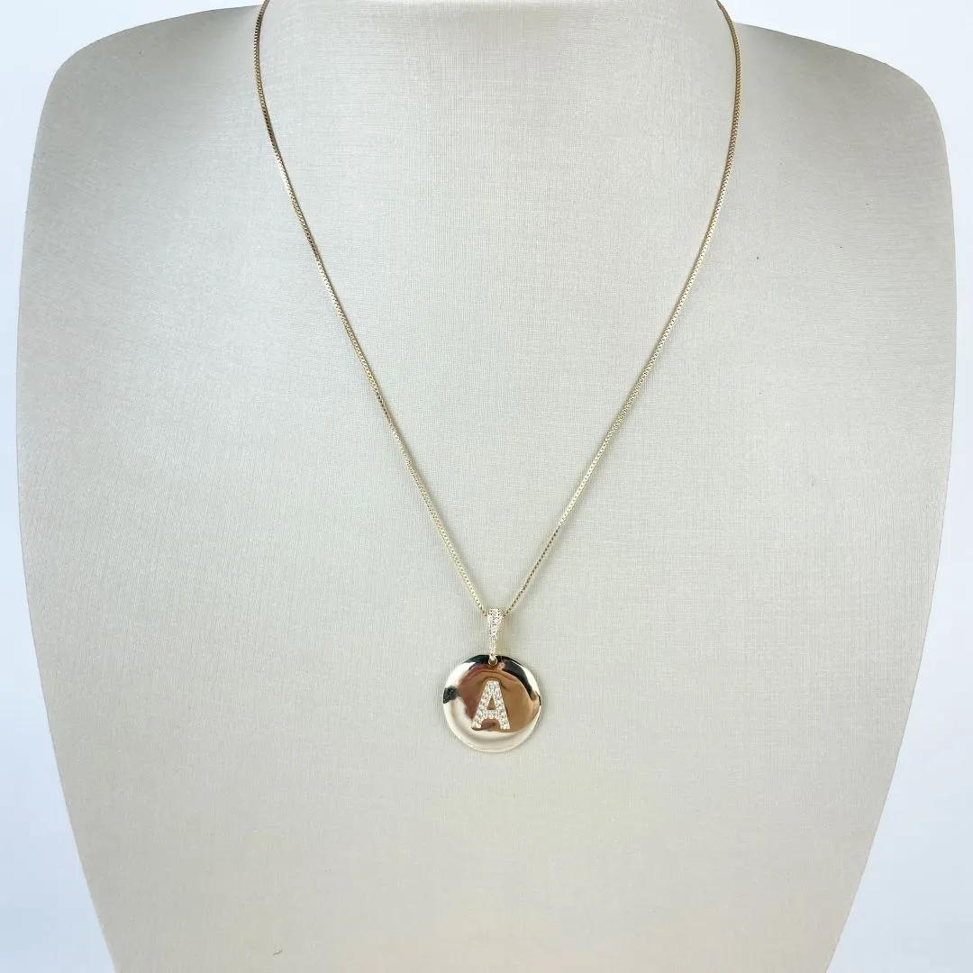 Colar Veneziana com Pingente de Letra A Folheado a Ouro 18k