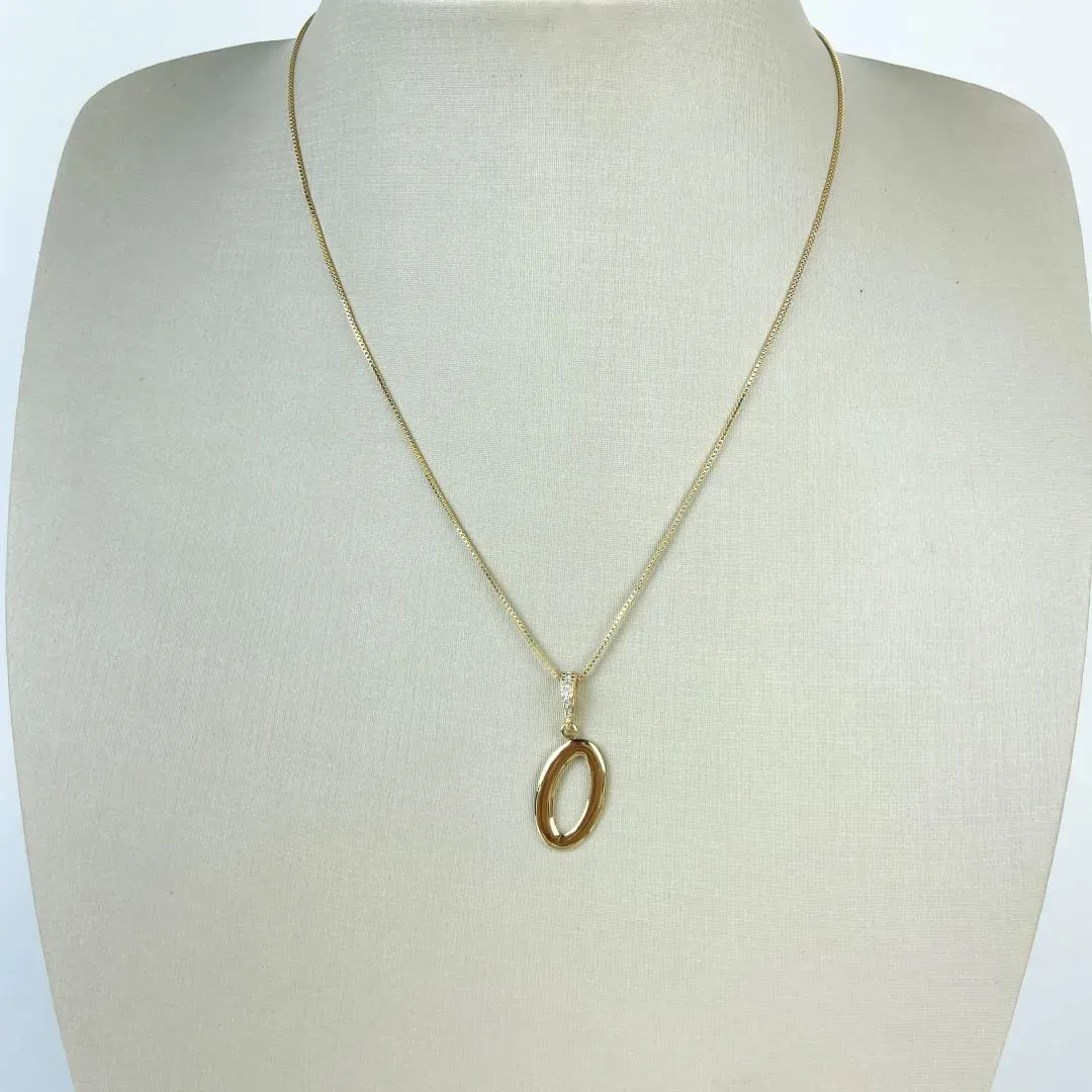Colar Veneziana com Pingente Letra O Folheado a Ouro 18k