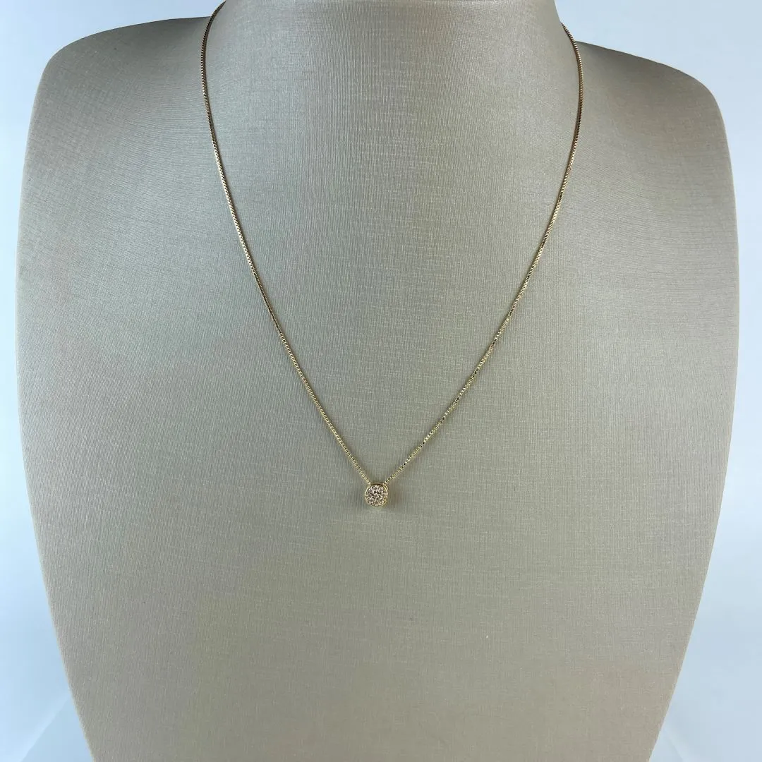 Colar Veneziana com Pingente Ponto de Luz com Zircônia Folheado a Ouro 18k