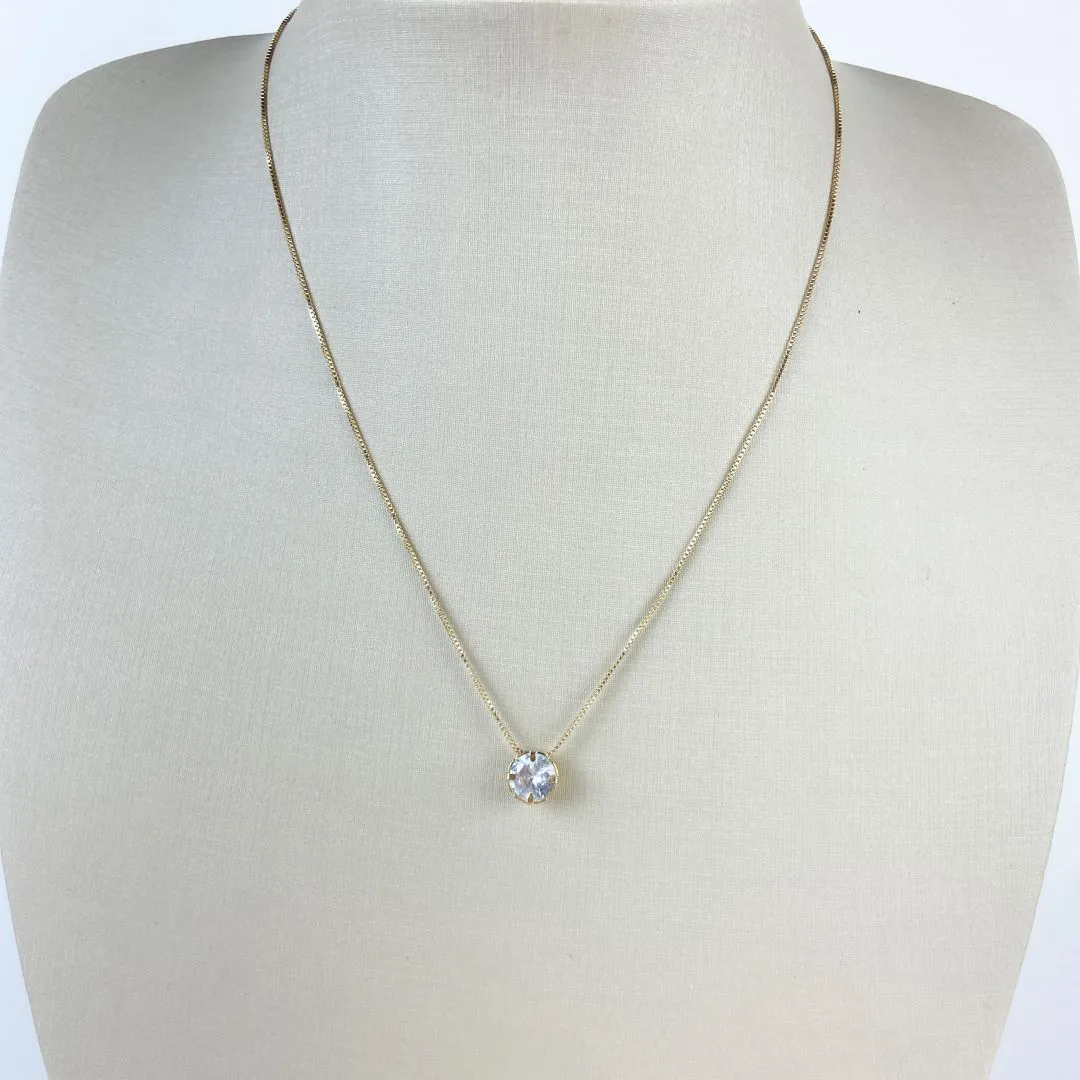 Colar Veneziana com Pingente Ponto de Luz Folheado a Ouro 18k