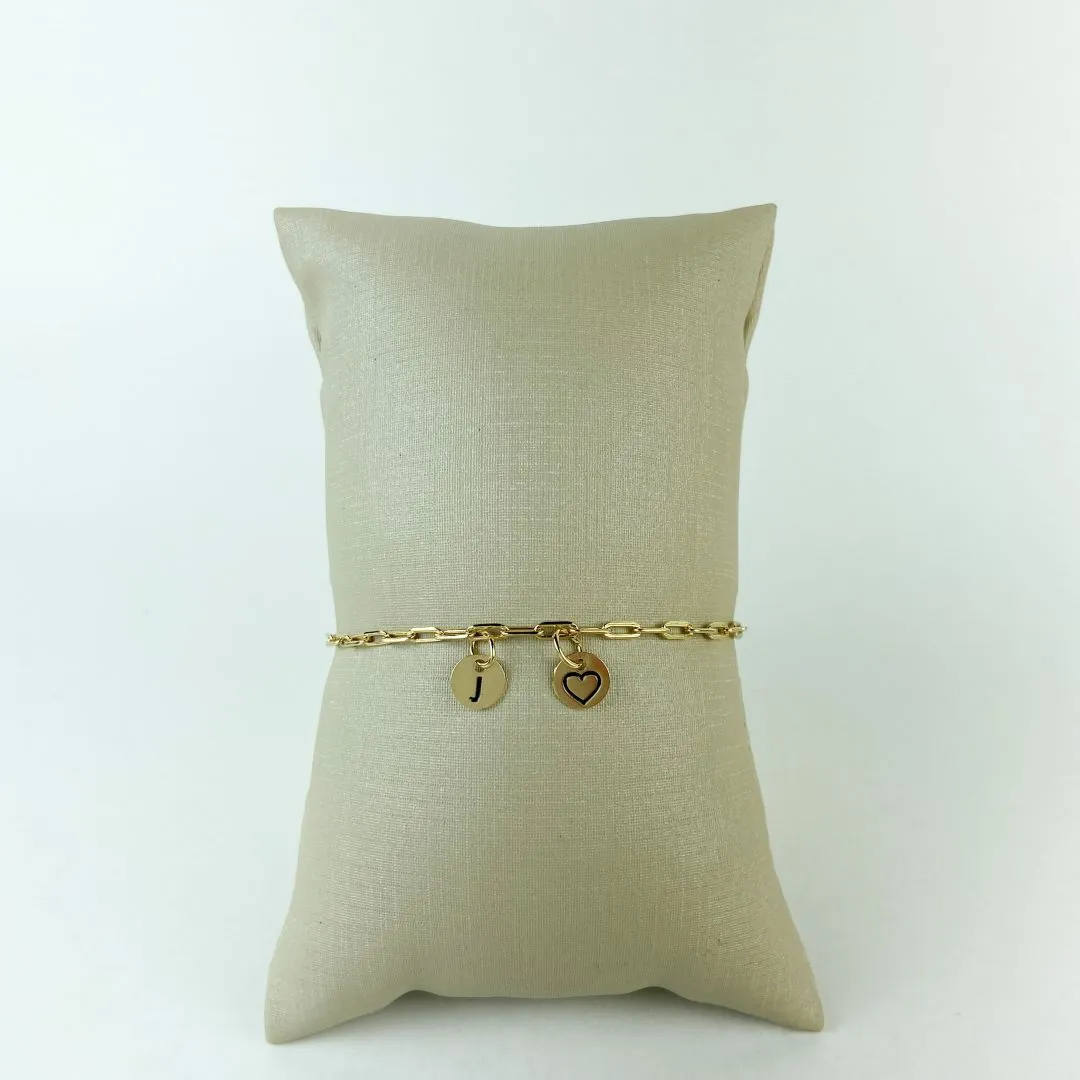 Pulseira Cartier  com Pingente com Letra J e Coração Folheada a Ouro 18k