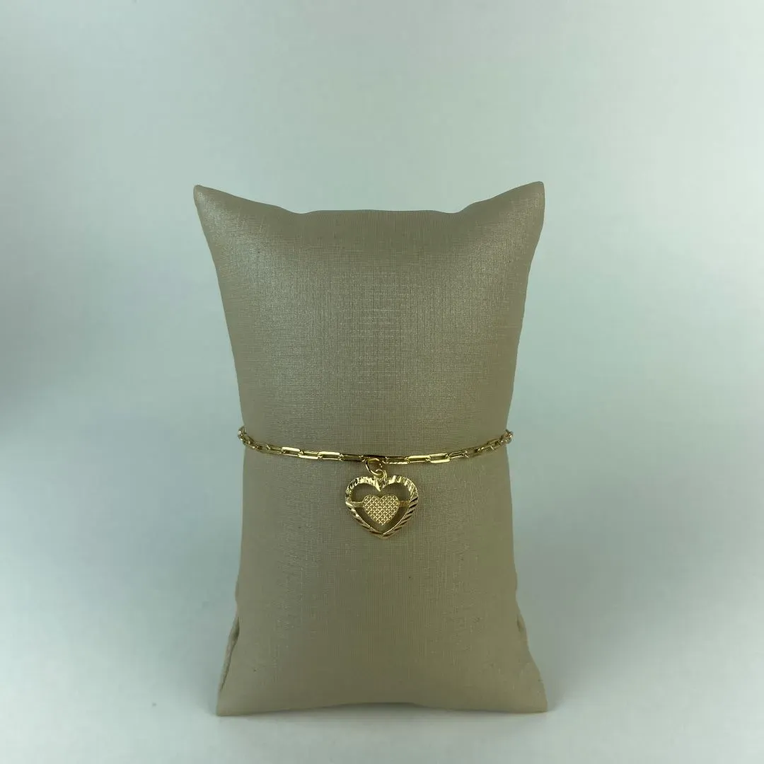 Pulseira Cartier com Pingente Coração Folheado a Ouro 18k