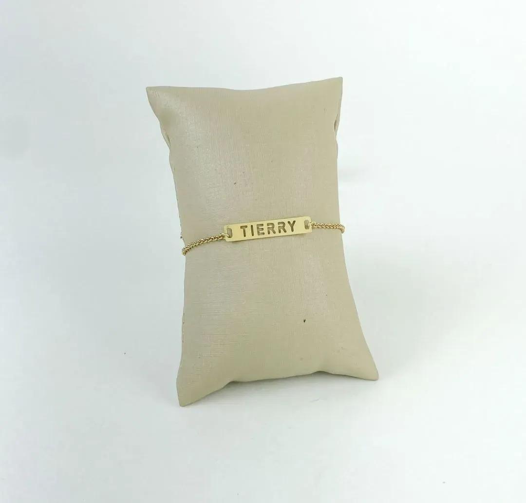 Pulseira Personalizada com nome TIERRY vazado Folheada a Ouro 18k