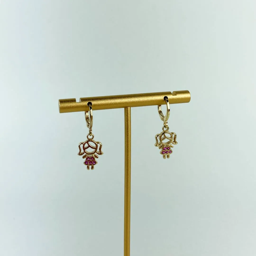 Brinco Meninas com Zircônias Folheado a Ouro 18k